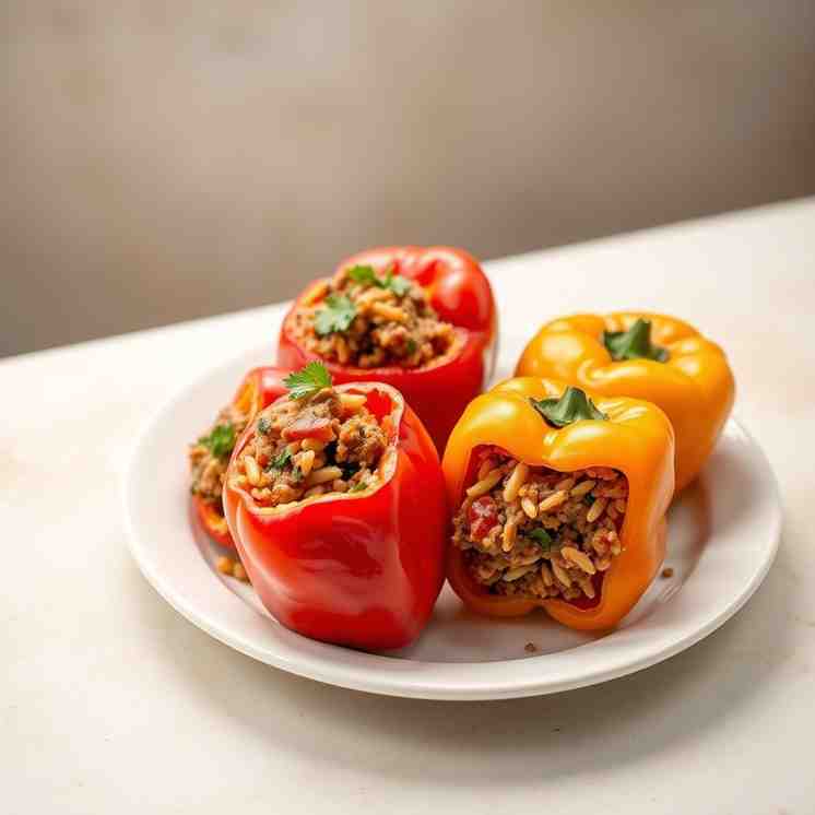 Stuffed Peppers - Rice & Ground Beef Recipe